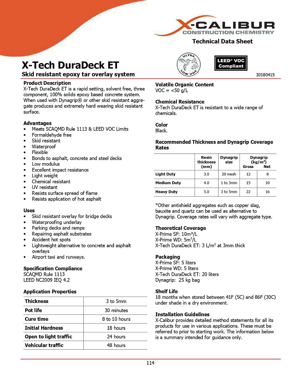 technical datasheet (1 of 2)
