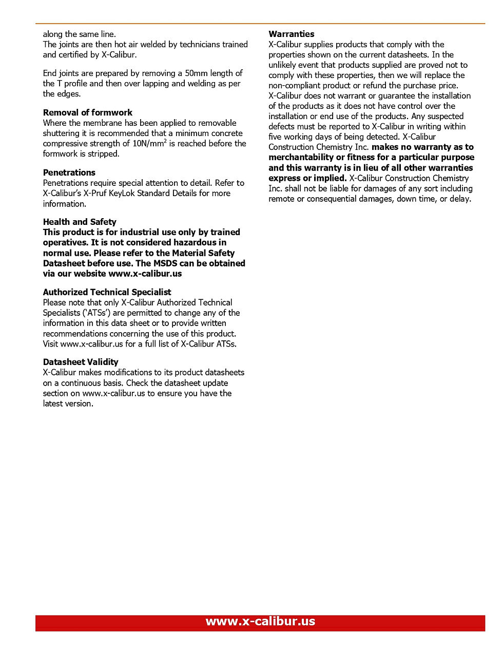 technical datasheet (2 of 2)