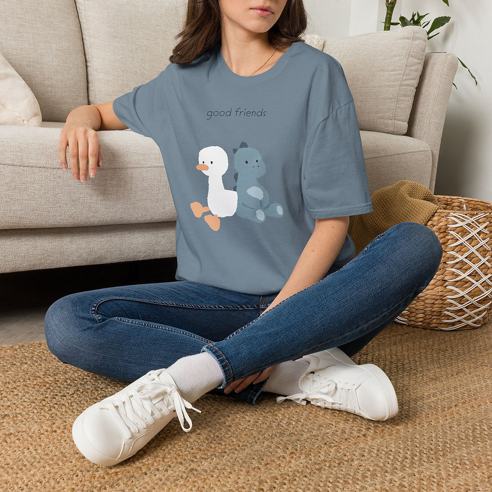 Thumbnail: Cute Duck and Dinosaur "Good Friends" | Unisex Softstyle T-Shirt | Olive Branch