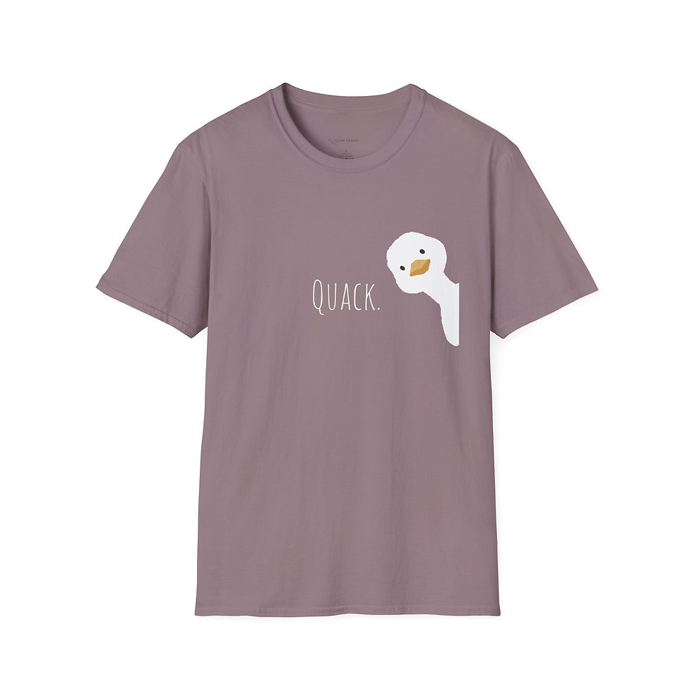 Thumbnail: Cute Simple Peeking Duck "Quack." | Unisex Softstyle T-Shirt | Olive Branch