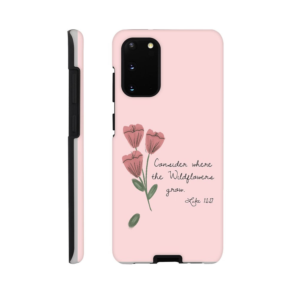 Thumbnail: Pink Wildflower Faith Luke 12:27 Floral |Tough Android Phone Case| Olive Branch