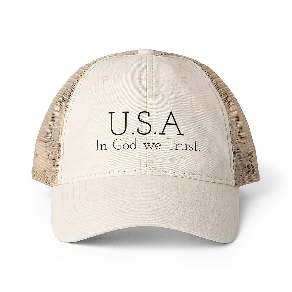 Thumbnail: USA "In God we Trust." Patriotic Faith|Women's Washed Mesh-Back Hat|Olive Branch