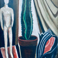 Shell/Cactus/Figure, oil on board, 2006