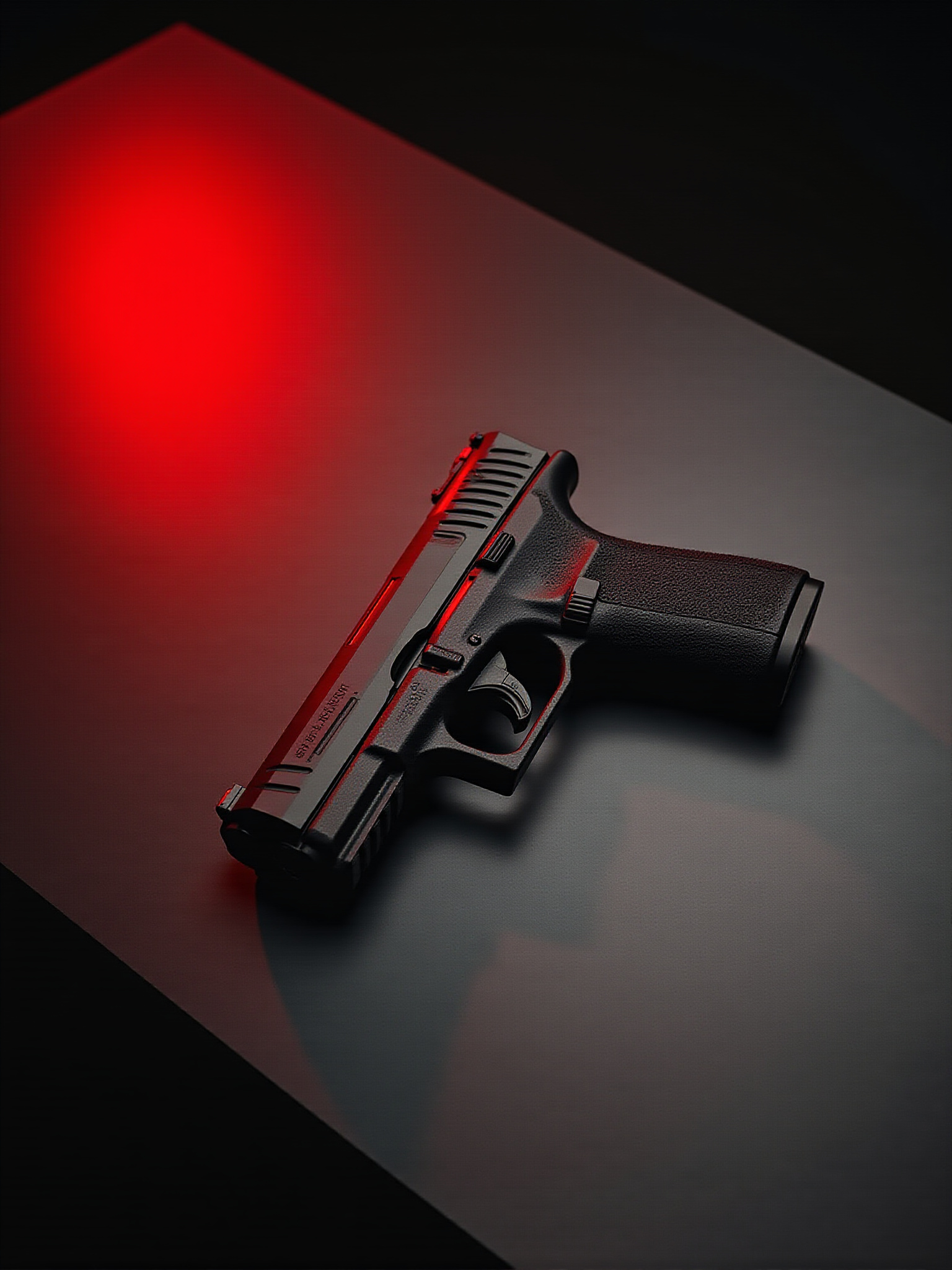 A close up image of Glock semi-automatic pistol