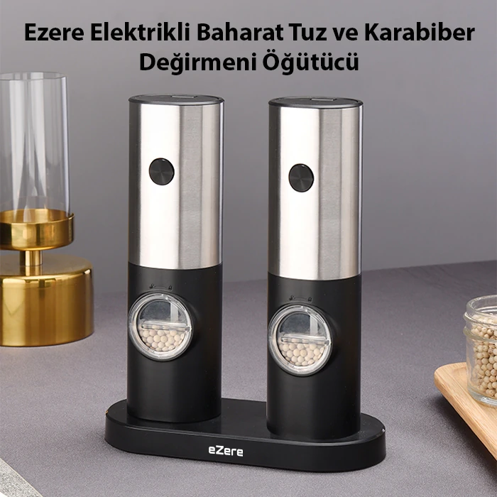 Elektrikli Baharat Tuz ve Karabiber Değirmeni Öğütücü