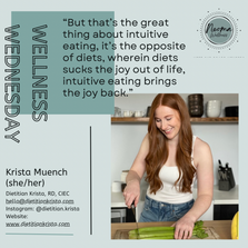 Wellness Wednesday with Dietitian Krista - Top 8 Tips for Your Intuitive Eating Journey