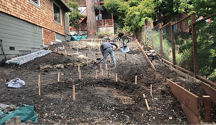 Rough grading a steep hillside with swales in Berkeley, CA
