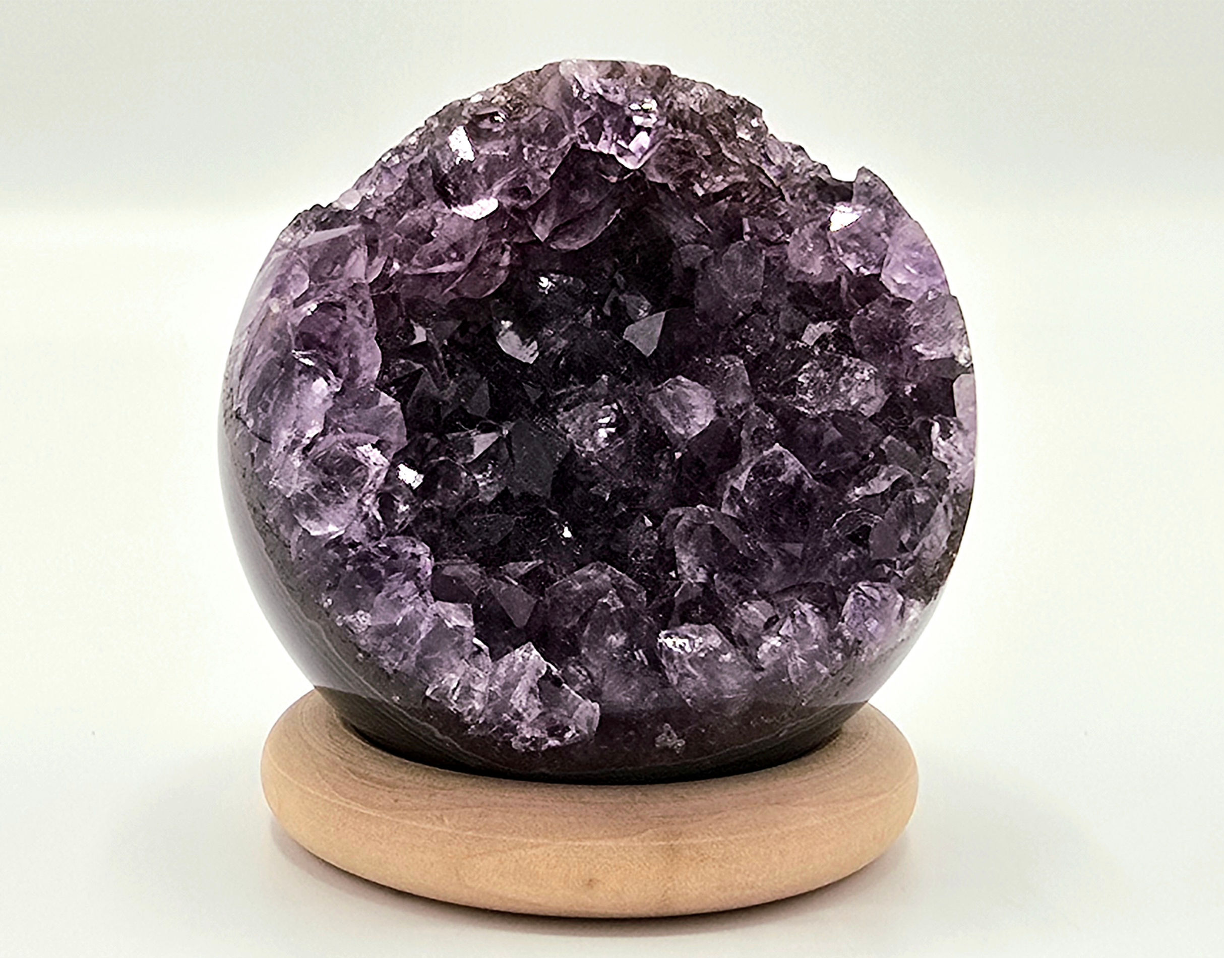 Amethyst Geode Sphere with Green Jasper