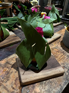 Dish wrapped in leaves, Gastronomy presentation