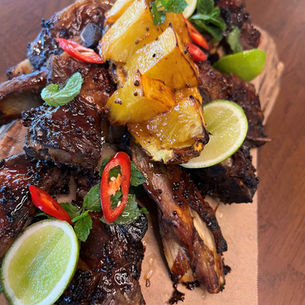 Bumbu Rum Glazed Pork Riblets with Pineapple Spears