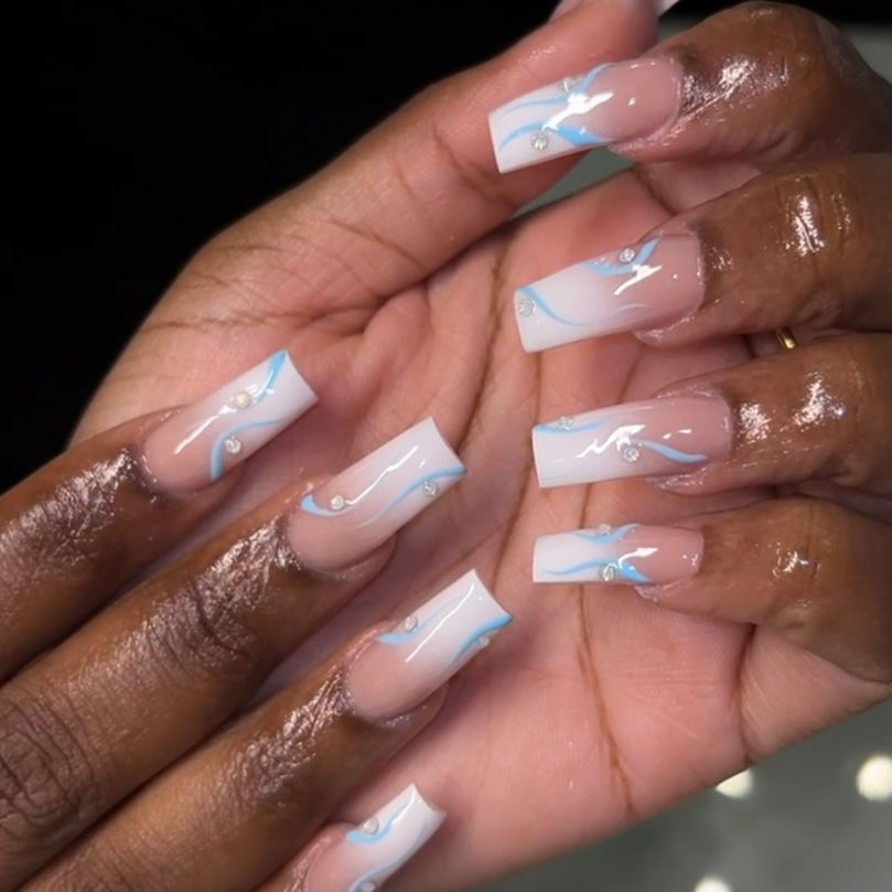ombre and marble full acrylic nail set