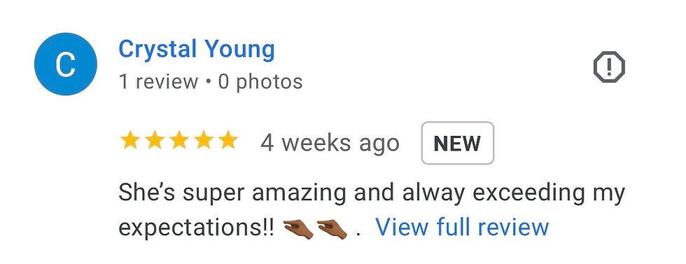 Crystal Young review praising a seamless wig install service