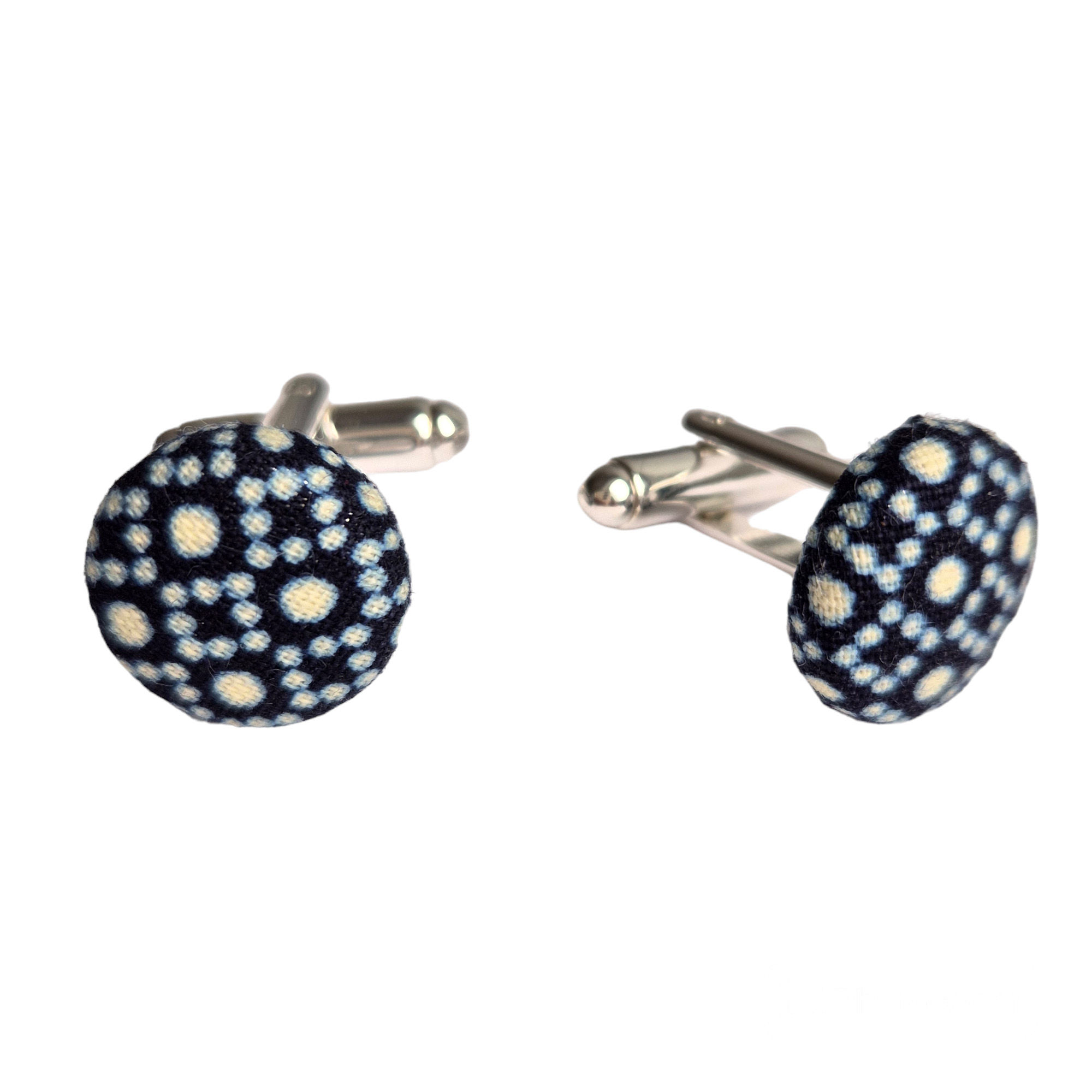 Boutons de manchette en tissu Wax bleu