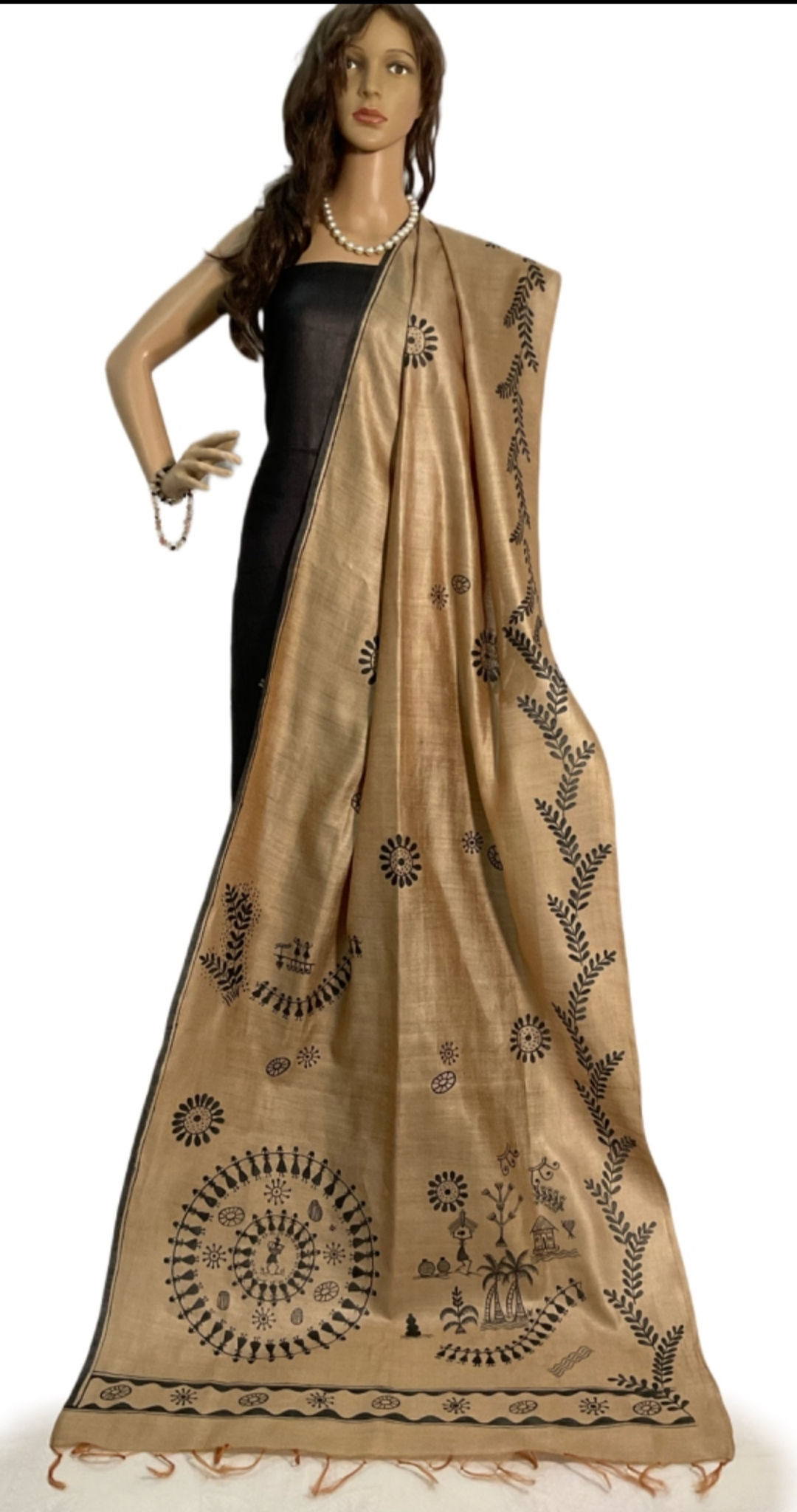 Hand Painted Warli Dupatta
