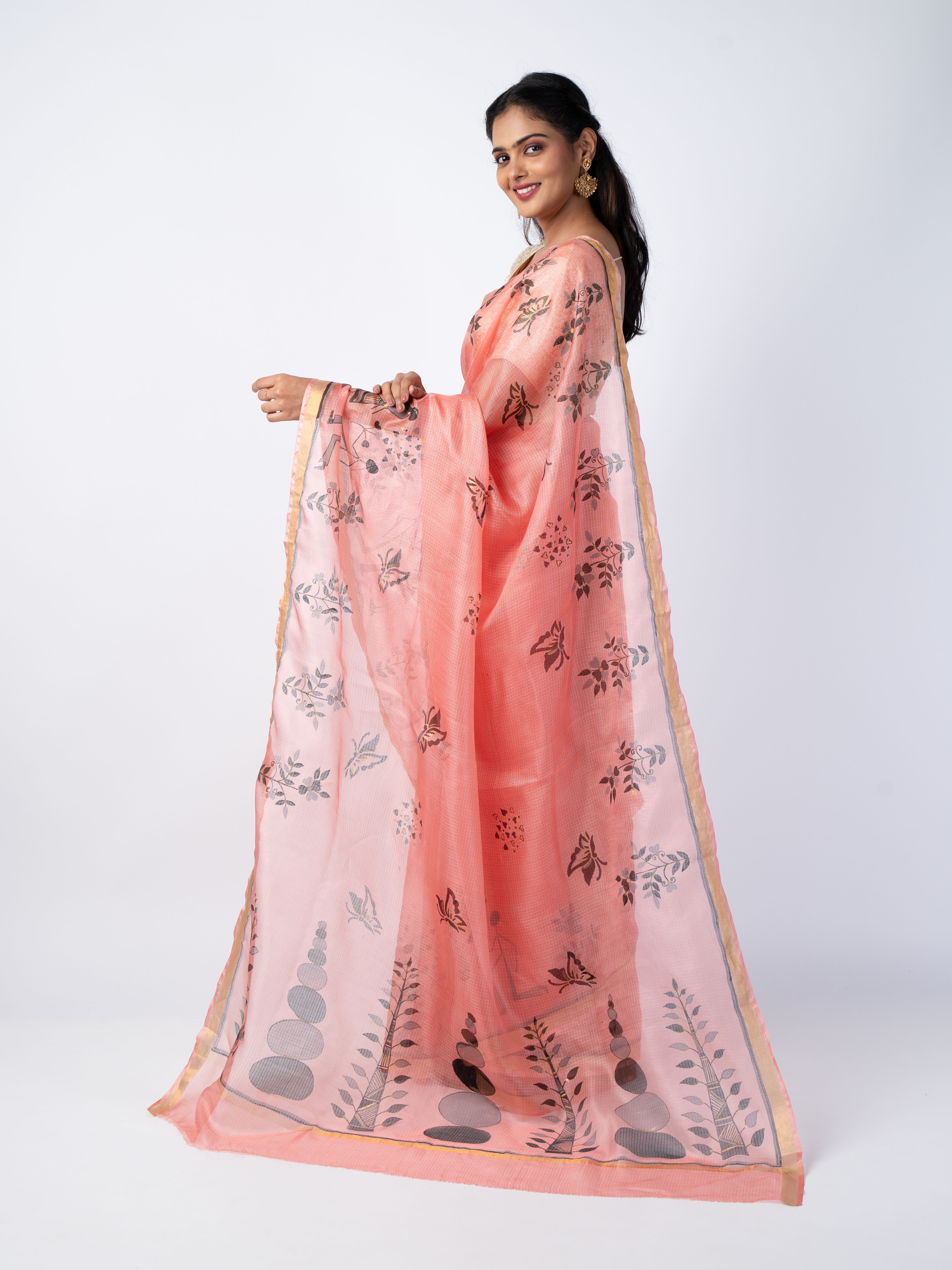 Hand Painted Kota Silk sari