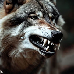 Wolf mit Zähnen