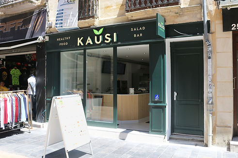 Façade vitrine verte salad bar bordeaux centre