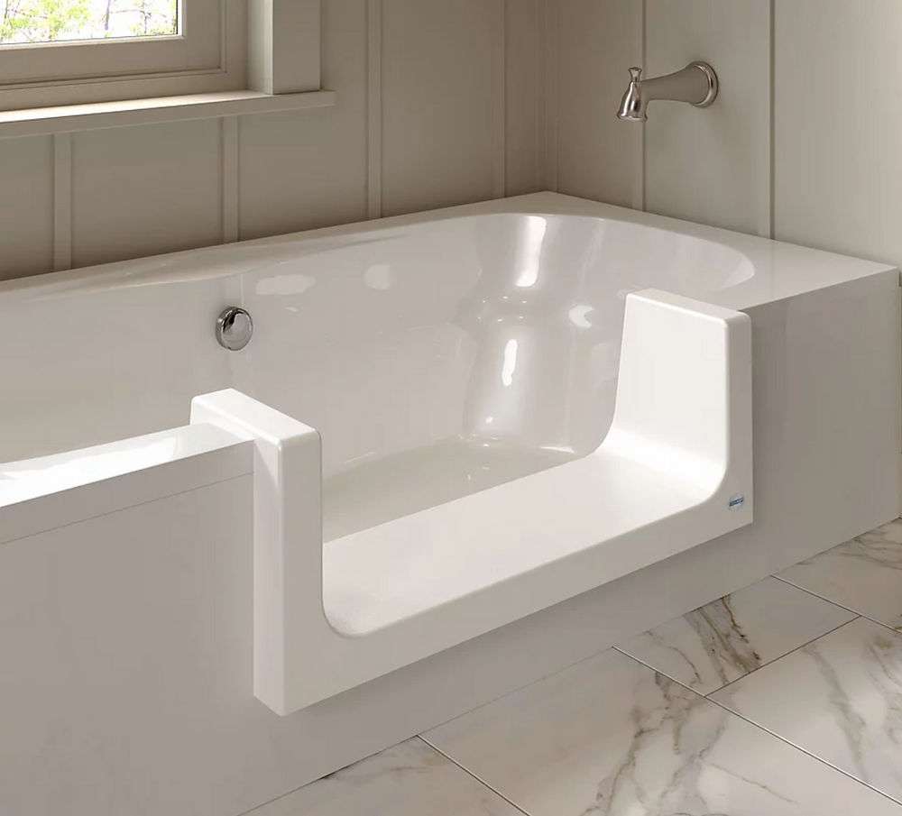 A contractor can convert your bathtub into a walk-in shower by simply removing a piece of the tub wall and replacing it with a step—all in just a few hours.