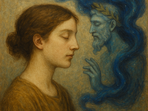 Between earth and sky, I listen to the silent voice of my genius — the ancient breath that weaves dream and reality.
