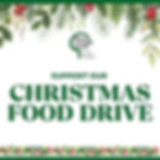 Graphic with green wording 'support our Christmas Food Drive'
