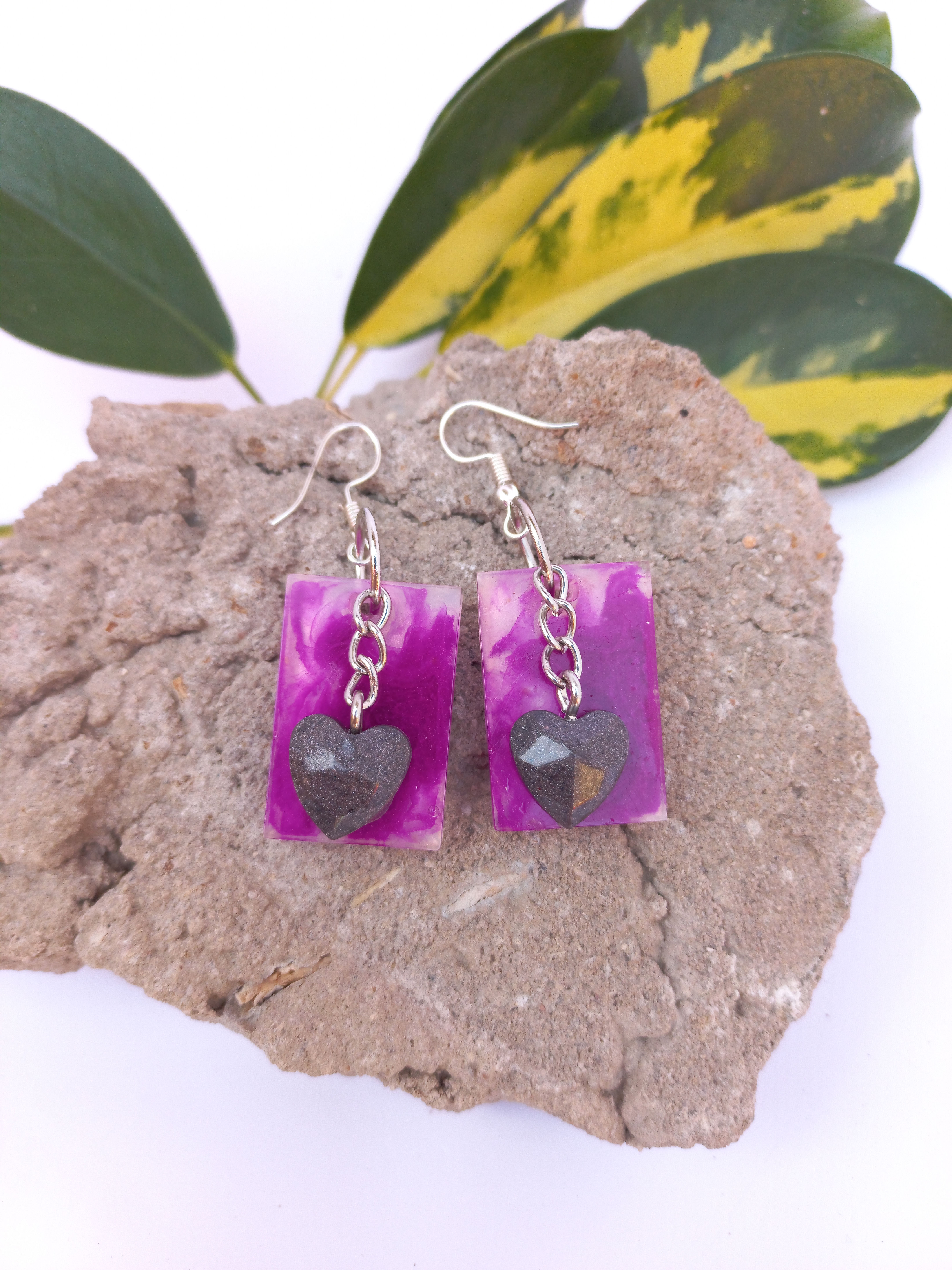 Hanging Earrings (purple and grey)