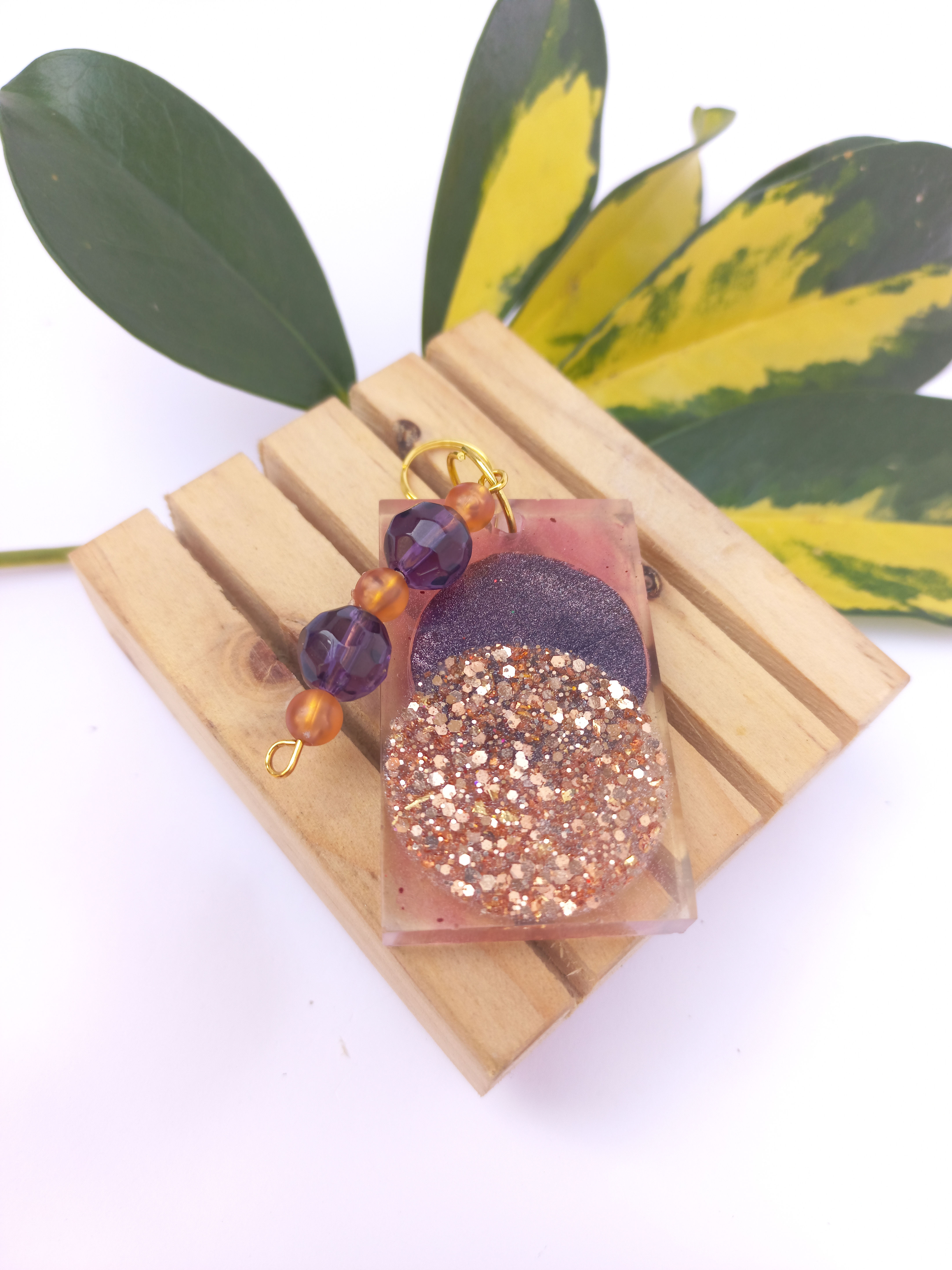 Resin Keychain (purple and gold)