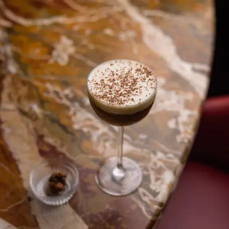 Walnut, chocolate, cream, and cold brew cocktail with Hennessy Cognac,  Drinks consultant Charlotte.