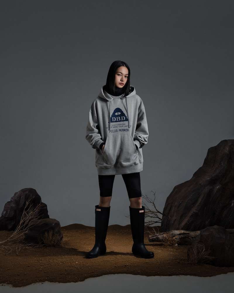 縮圖：POLeR® X Filter017® D.B.D Logo Hoodie 圖像厚磅帽Tee / 麻灰