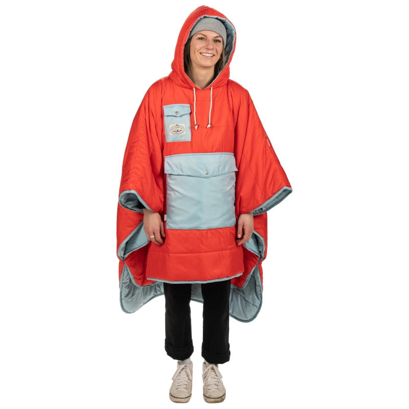 縮圖：REVERSIBLE CAMP PONCHO 雙面睡袋式斗篷 / 天藍.紅