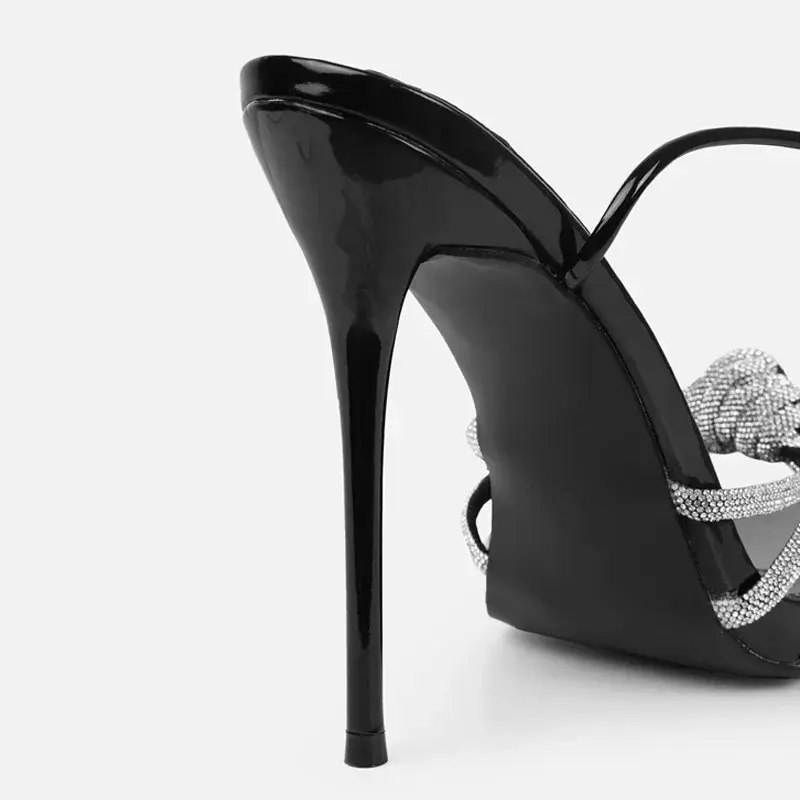 Miniature : Silver Crystal Narrow Sandals Toe High Heels