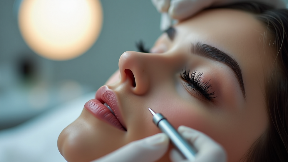 Eye-level view of a beauty salon setup for lash lift treatment