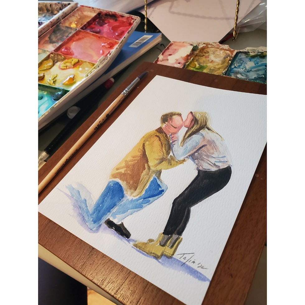 Thumbnail: An engagement moment of a couple captured with Watercolor Portrait