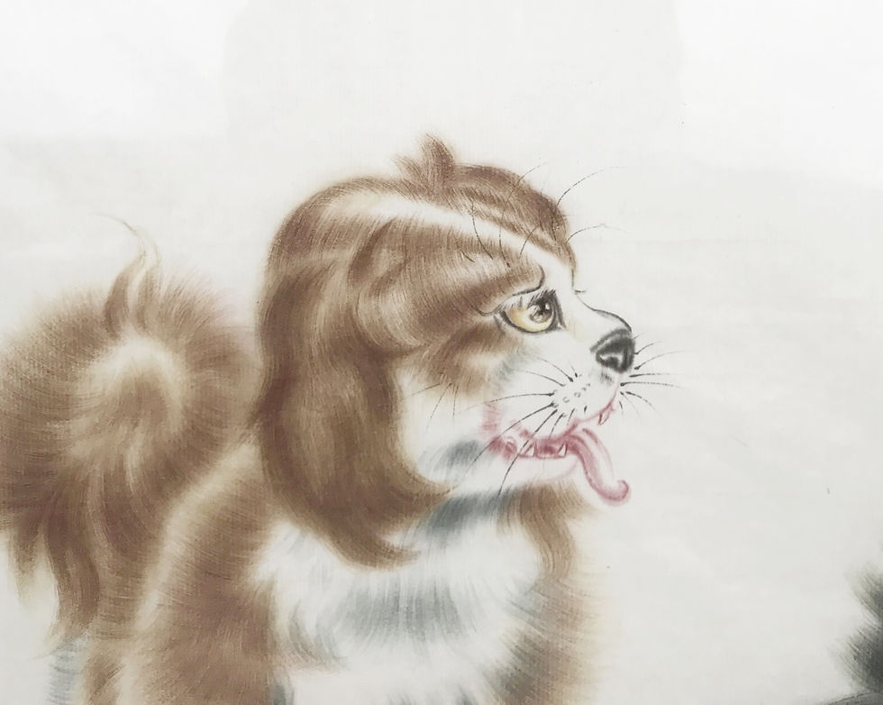 Thumbnail: Traditional Chinese Painting – Puppies and Grasshopper 国画-小狗与蚂蚱