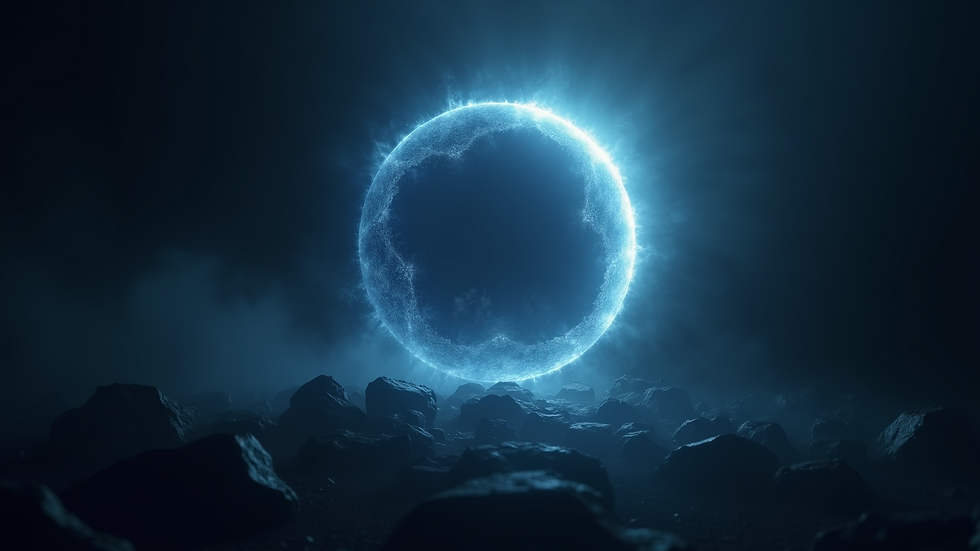 Eye-level view of the Indigo-Black Core glowing within the Hex-Bind Vortex