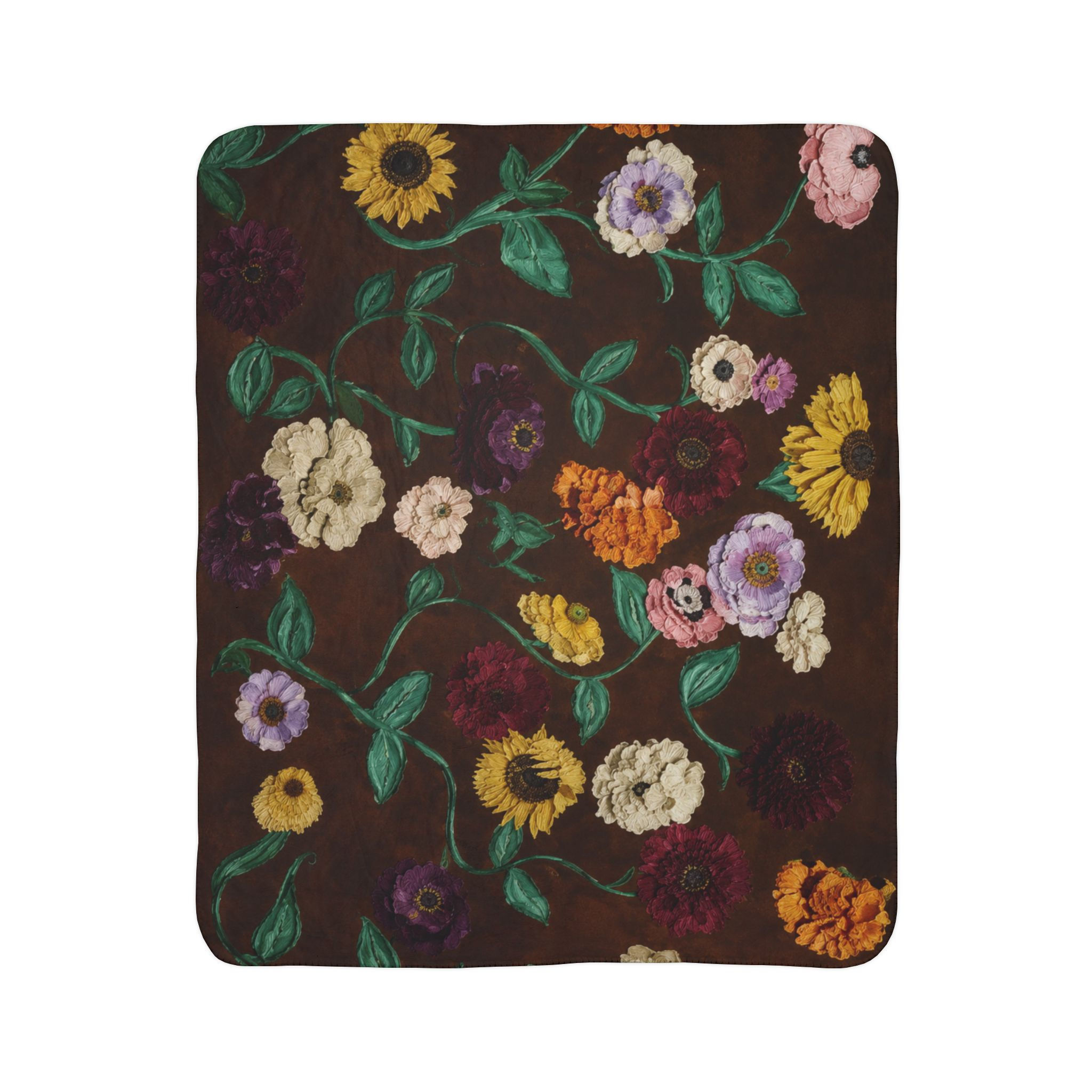 Acoustic Floral Sherpa Blanket