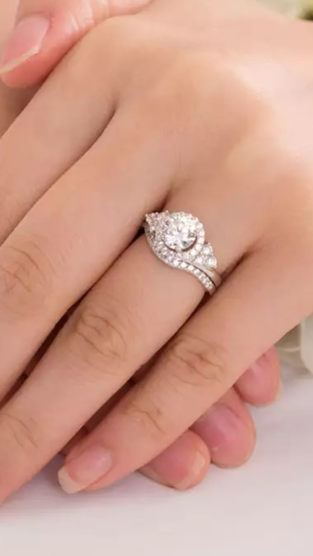 Thumbnail: Art Deco 1 Ct Ring Set 925 Silver Ladies