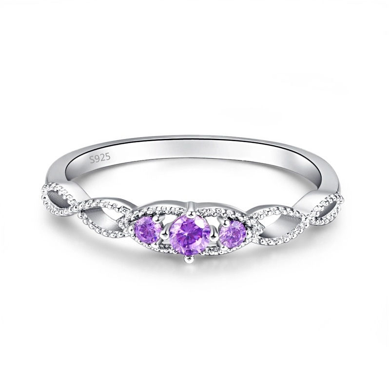 Thumbnail: Amethyst stack Ring 925 Silver Ladies