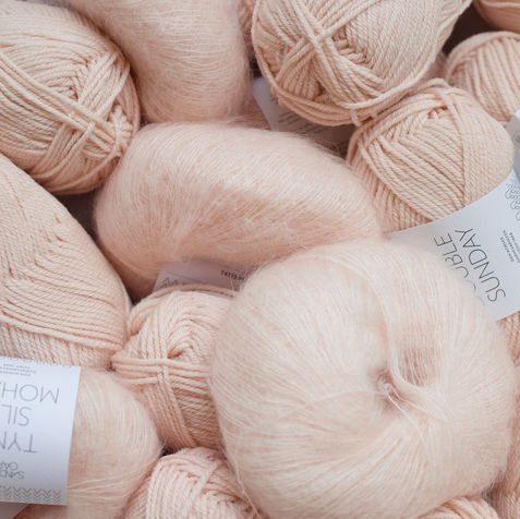 assorted double sunday and tynn silk mohair in ballet pink