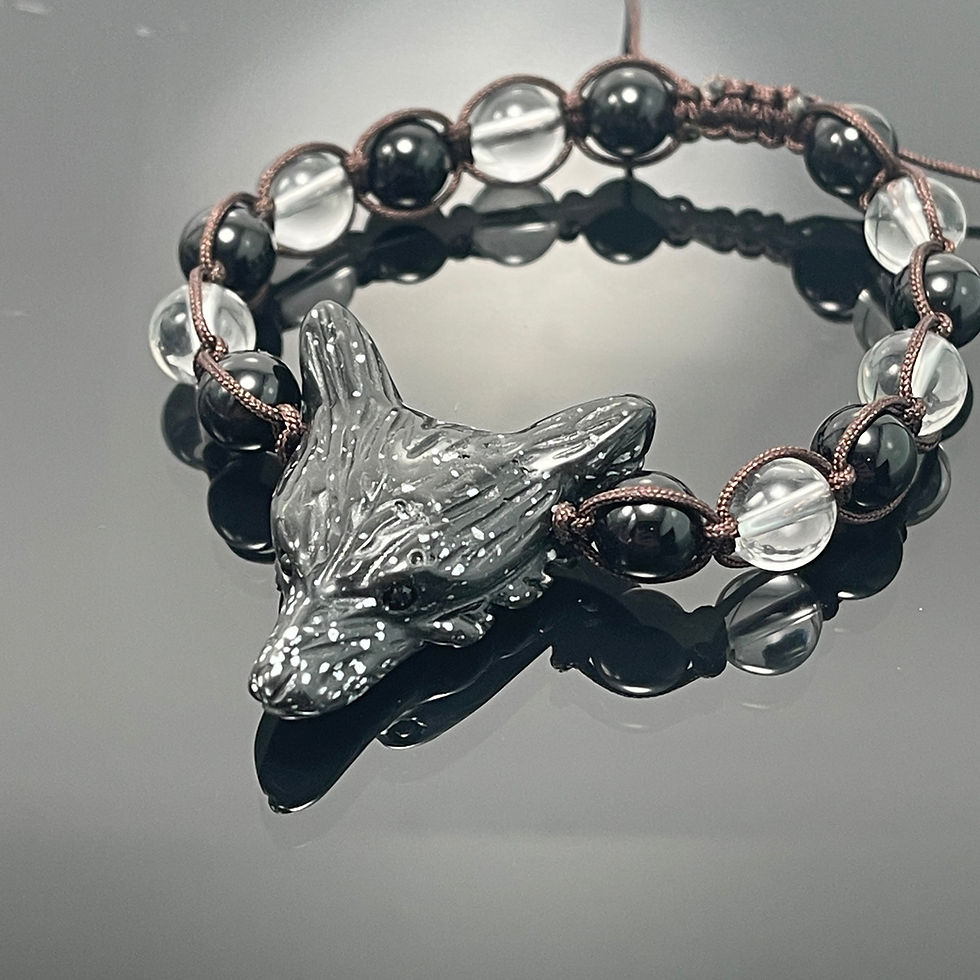Thumbnail: Wolf Spirit Animal Gemstone woven bracelet