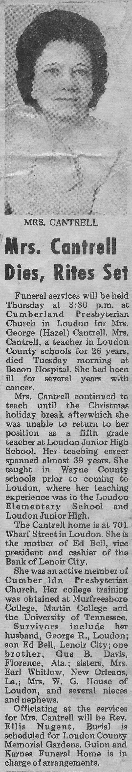 Hazel Cantrell 5th grade LES Teacher