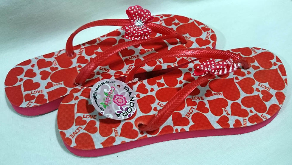 Miniatura: Chinelo feminino adulto estampado Love e lacinho