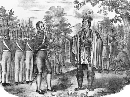 Chief Pontiac Signs Peace Treaty with British at Oswego, New York: July 25, 1766