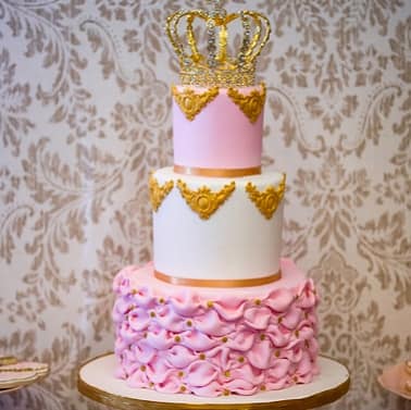 crowned pink princess birthday cake