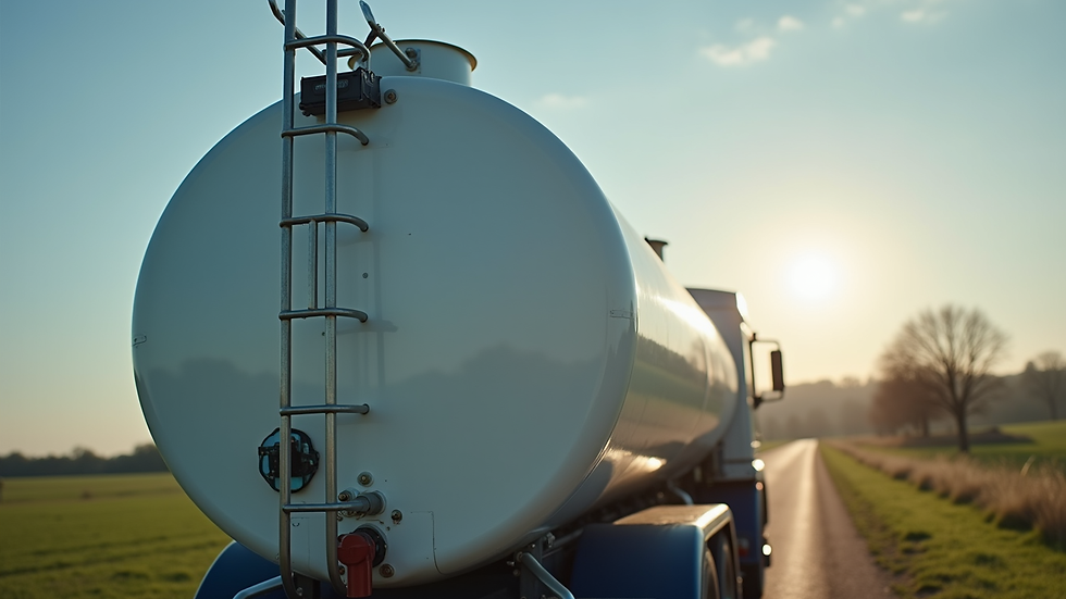 Close-up view of a 500-liter milk tanker with cooling system