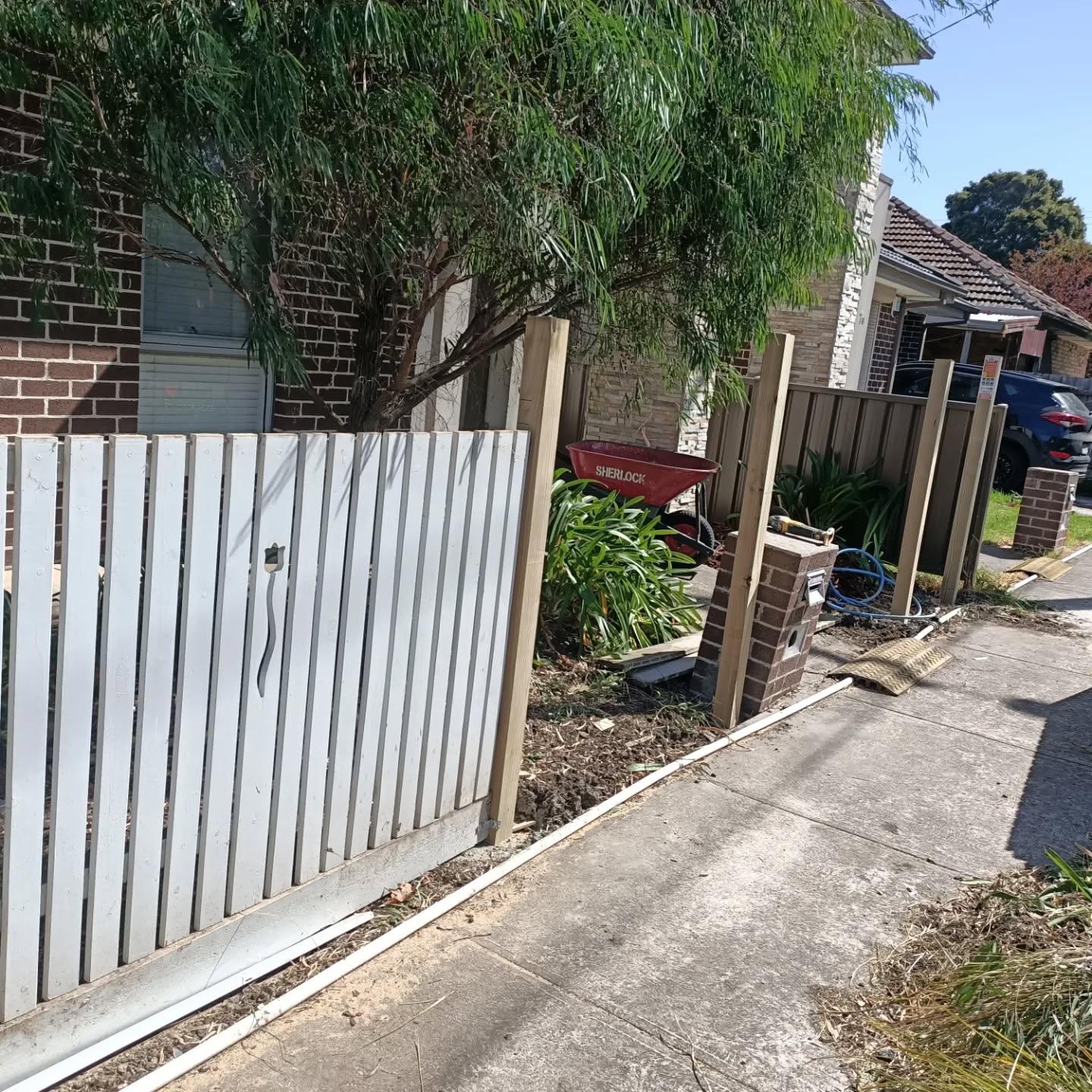 Installation of new fence and gate ensuring plumb, plus painting