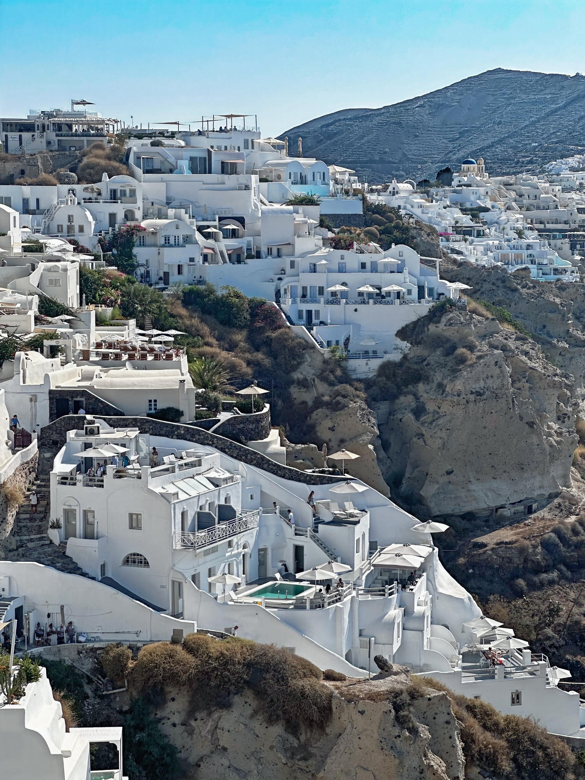 Mountain view of Oia village , Santorini 