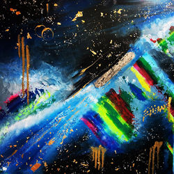 Oumuamua, huile et acrylique sur toile, 60x60 cm, 2022