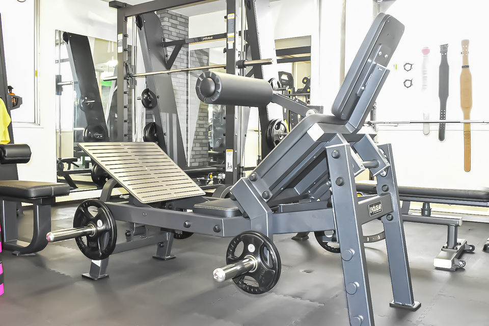 ウエイトトレーニングのマシンが写っている