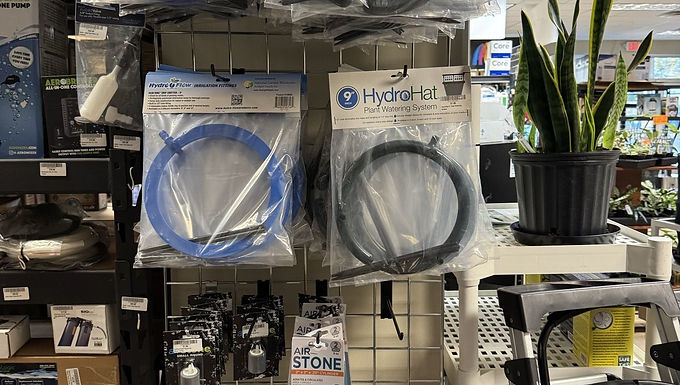 Hydro and irrigation corner at Green Zone Grow Shops, photographed October 9, 2026