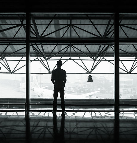 Man overlooking skyline